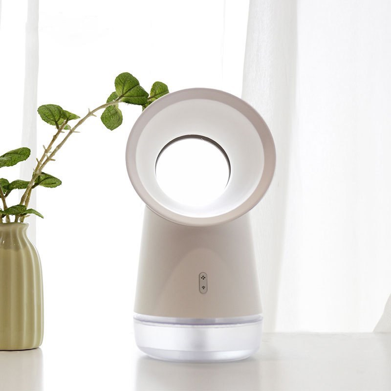 Desktop Leafless Fan & Humidifier – 2-in-1 Cooling and Moisturizing