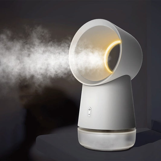 Desktop Leafless Fan & Humidifier – 2-in-1 Cooling and Moisturizing