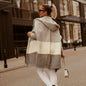 Color Matching Hooded Knit Cardigan Coat Women's Long Sleeve